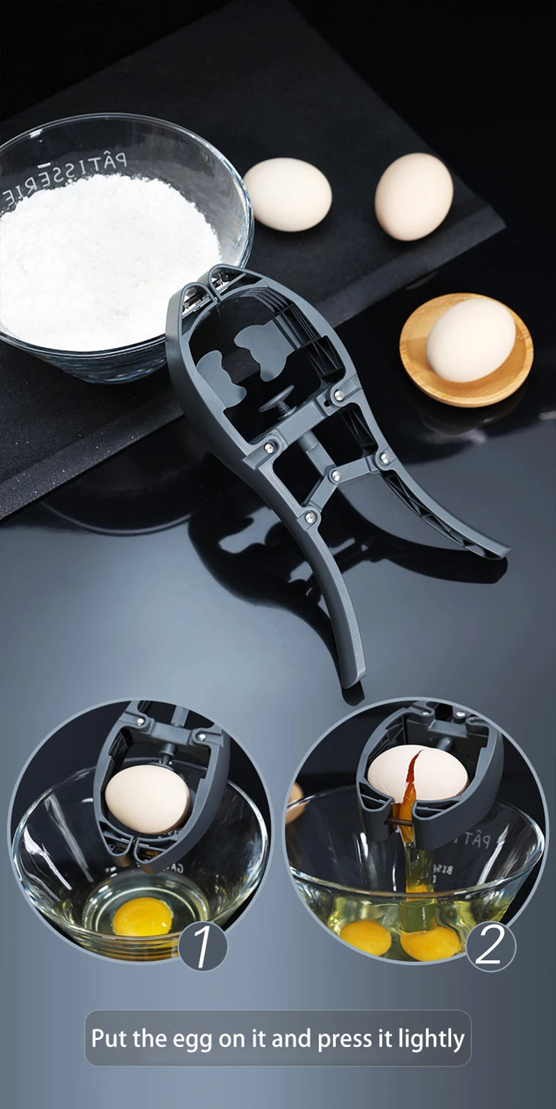 Kitchen Quick One-Handed Whisk Baking Peeling And Shelling Egg Opener Tool Manual Bake Tools Kitchen Gadget Accessories