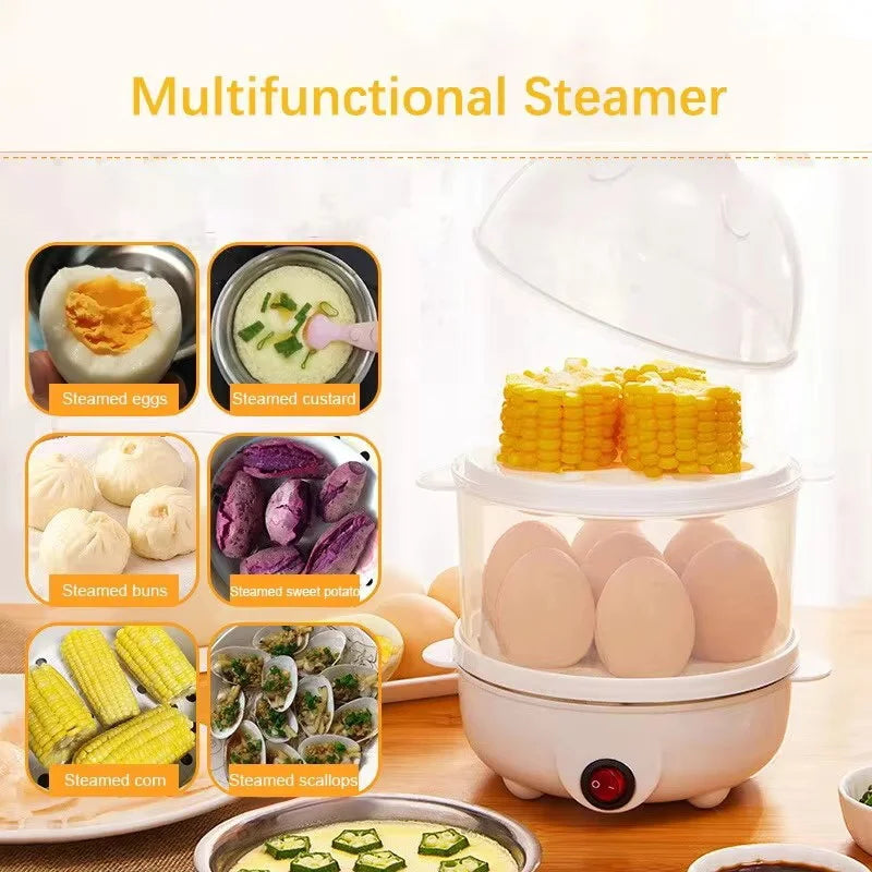 Electric Egg Boiler Double Layers- Mini Kitchen Breakfast Machine