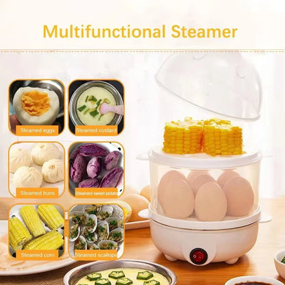 Electric Egg Boiler Double Layers- Mini Kitchen Breakfast Machine
