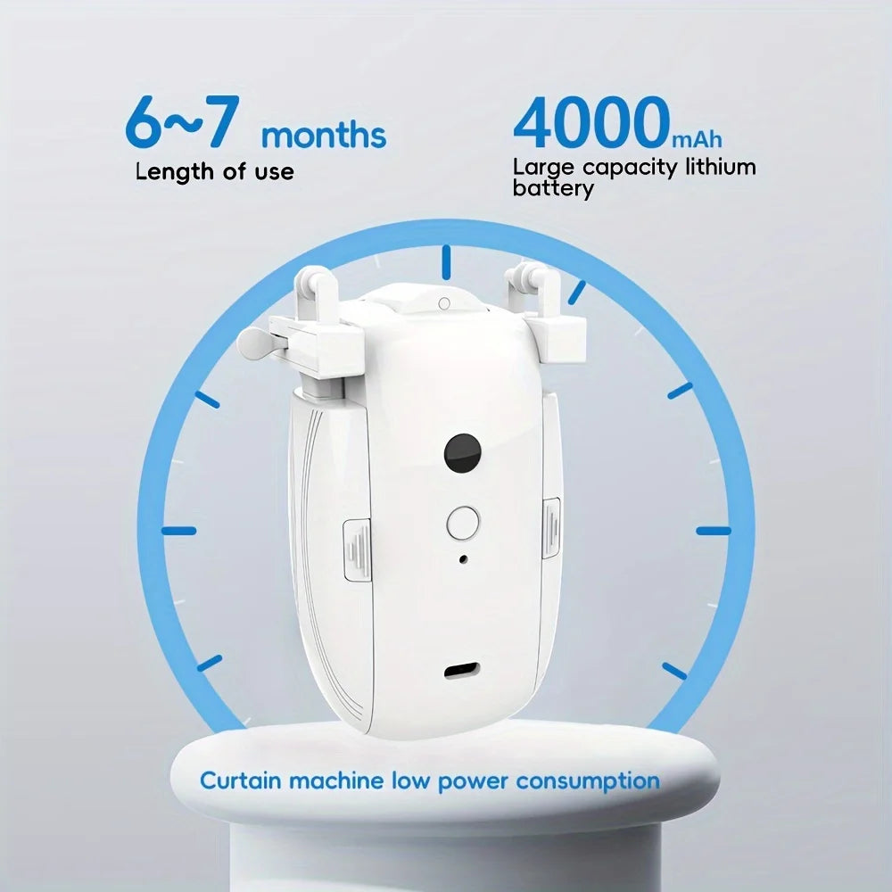 Automatic Curtain Motor Kit, Smart Home Curtain Opener Compatible with T Track & U Track, Works with Remote, App, and Voice Assistan