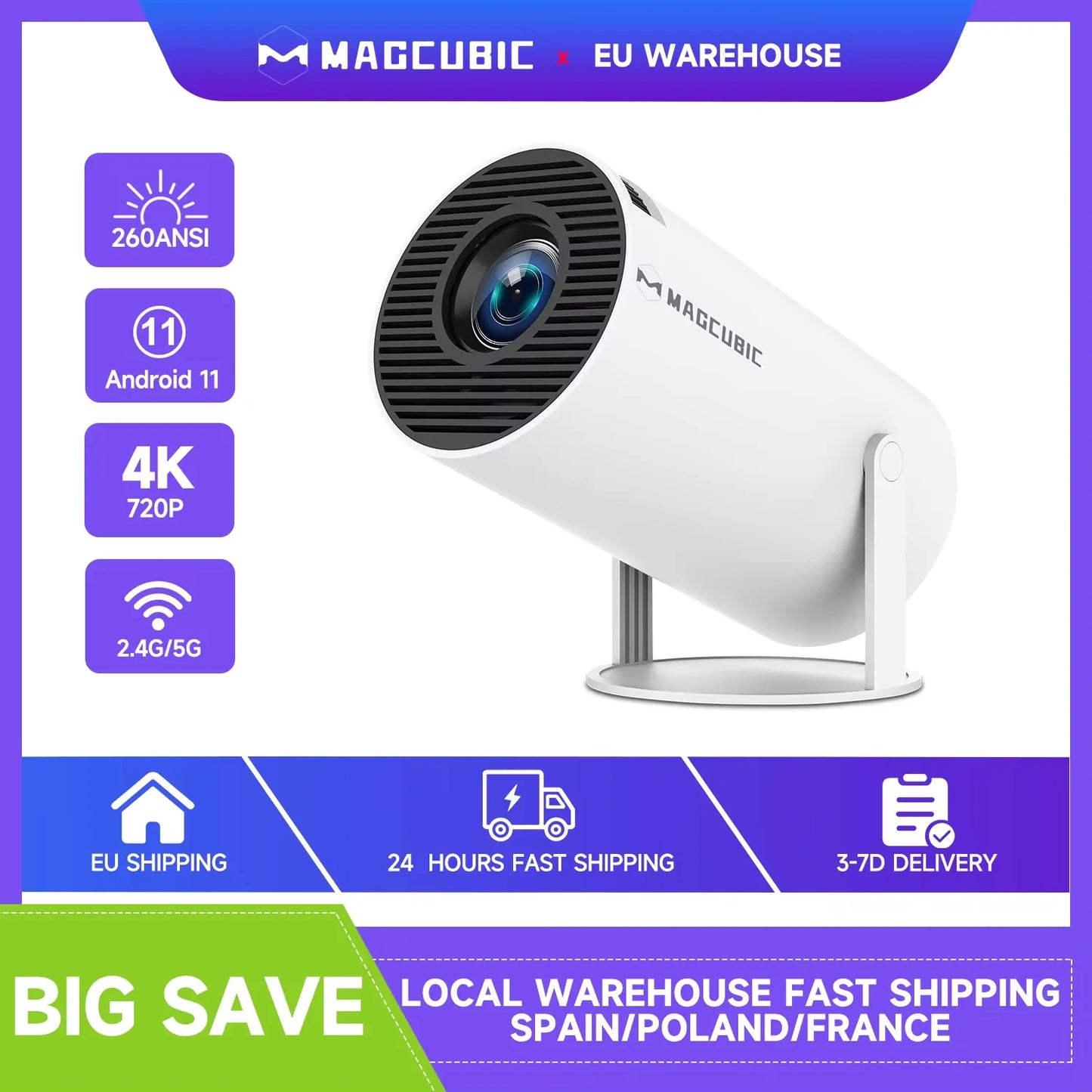 Portable 4K-Compatible Projector