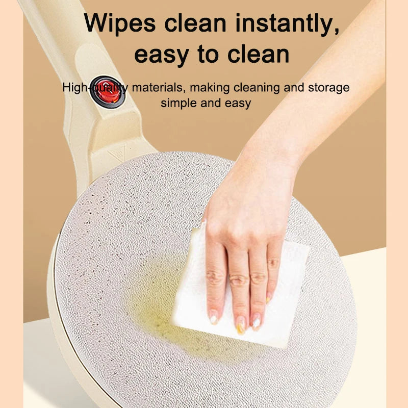 Electric Crepe Maker Long Handle Non-stick Pizza Pancake Baking Pan Spring Roll Cake Griddle Rice Wrap Cooking Plate Household