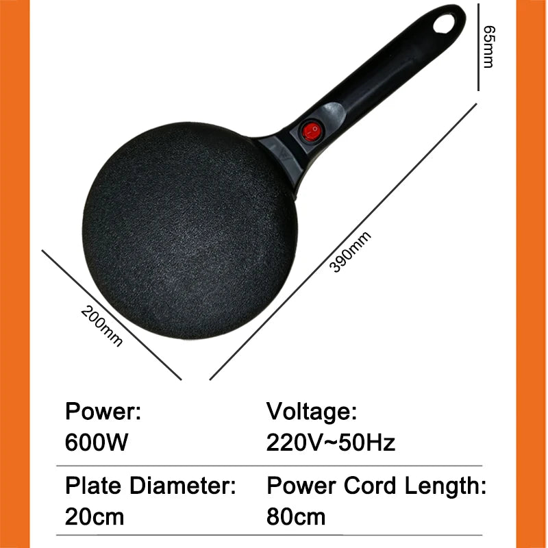 Electric Crepe Maker Long Handle Non-stick Pizza Pancake Baking Pan Spring Roll Cake Griddle Rice Wrap Cooking Plate Household