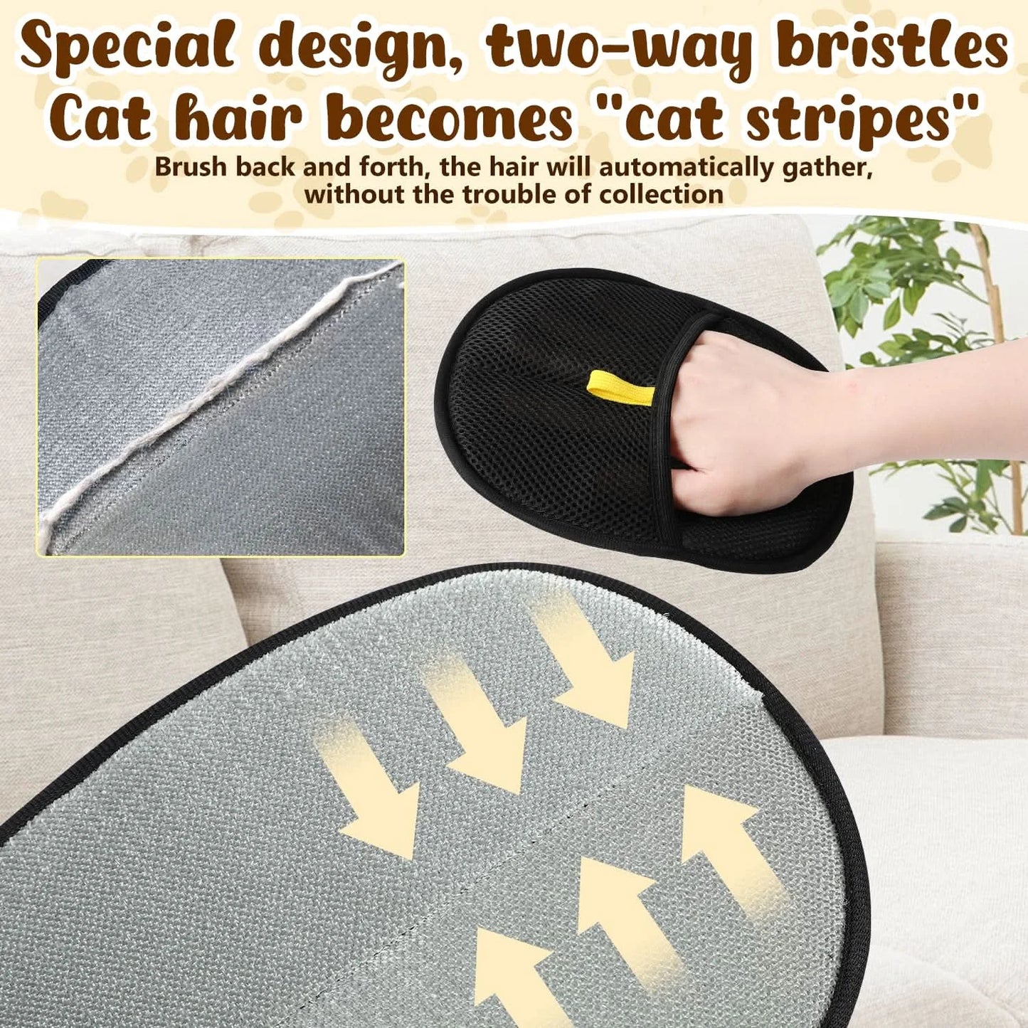 Pet Hair Remover Glove Reusable Static Removal Gloves Double-Sided Cat Dog Grooming Gloves Hair Removal Tool Pet Supplies