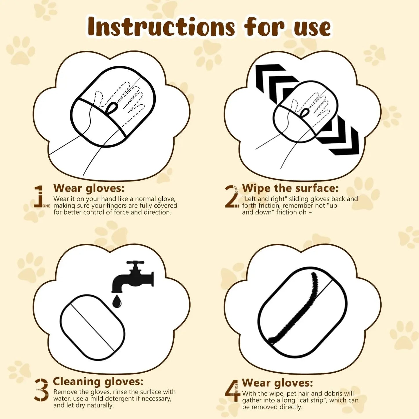 Pet Hair Remover Glove Reusable Static Removal Gloves Double-Sided Cat Dog Grooming Gloves Hair Removal Tool Pet Supplies