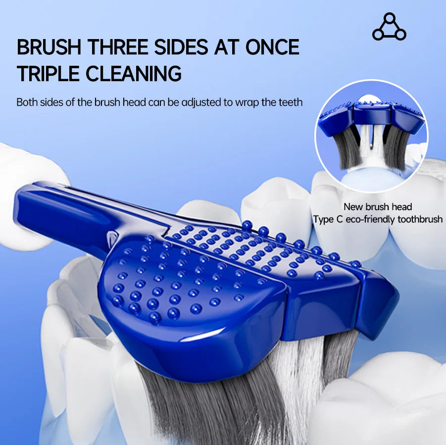 Three sided U-shaped Toothbrush