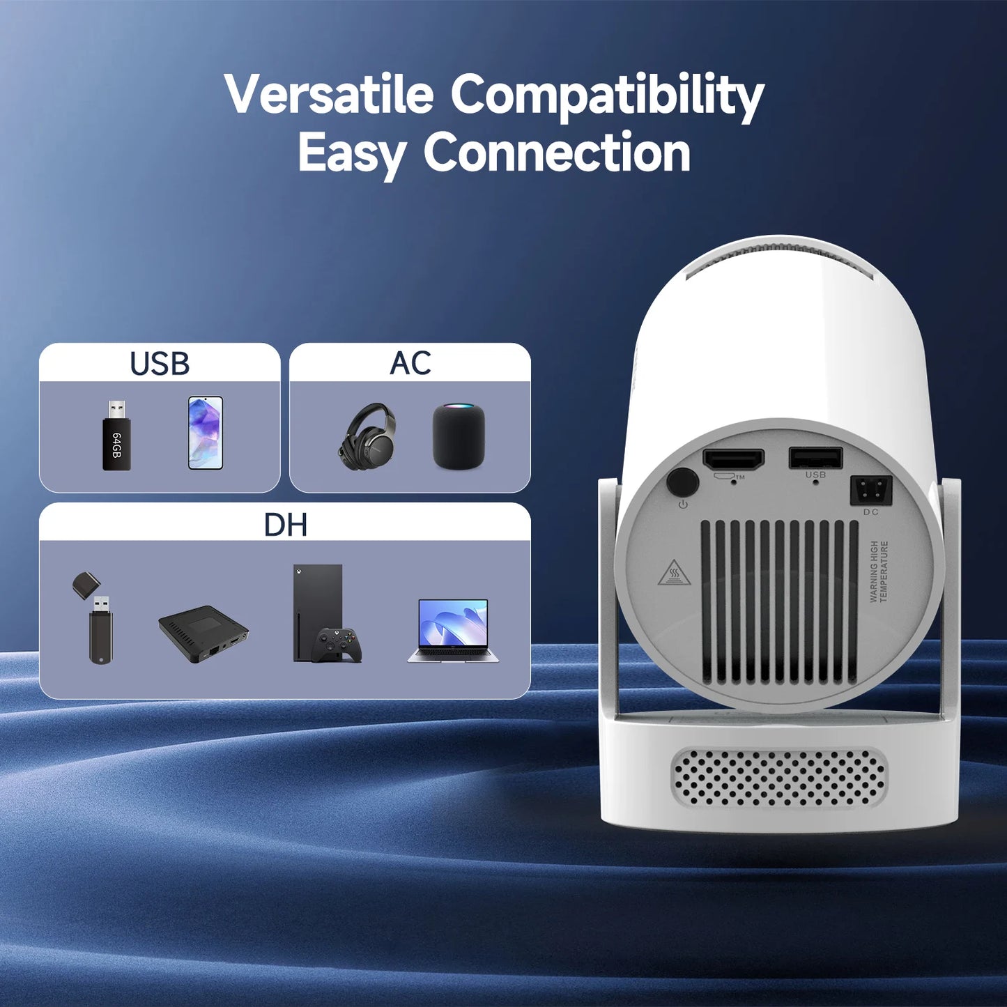 Magcubic HY300 Pro+ 4K Android 11 Portable Projector 8000 Lumens WiFi 6 BT5.4 Outdoor Theater 5W HiFi Speaker 720P HD Supported