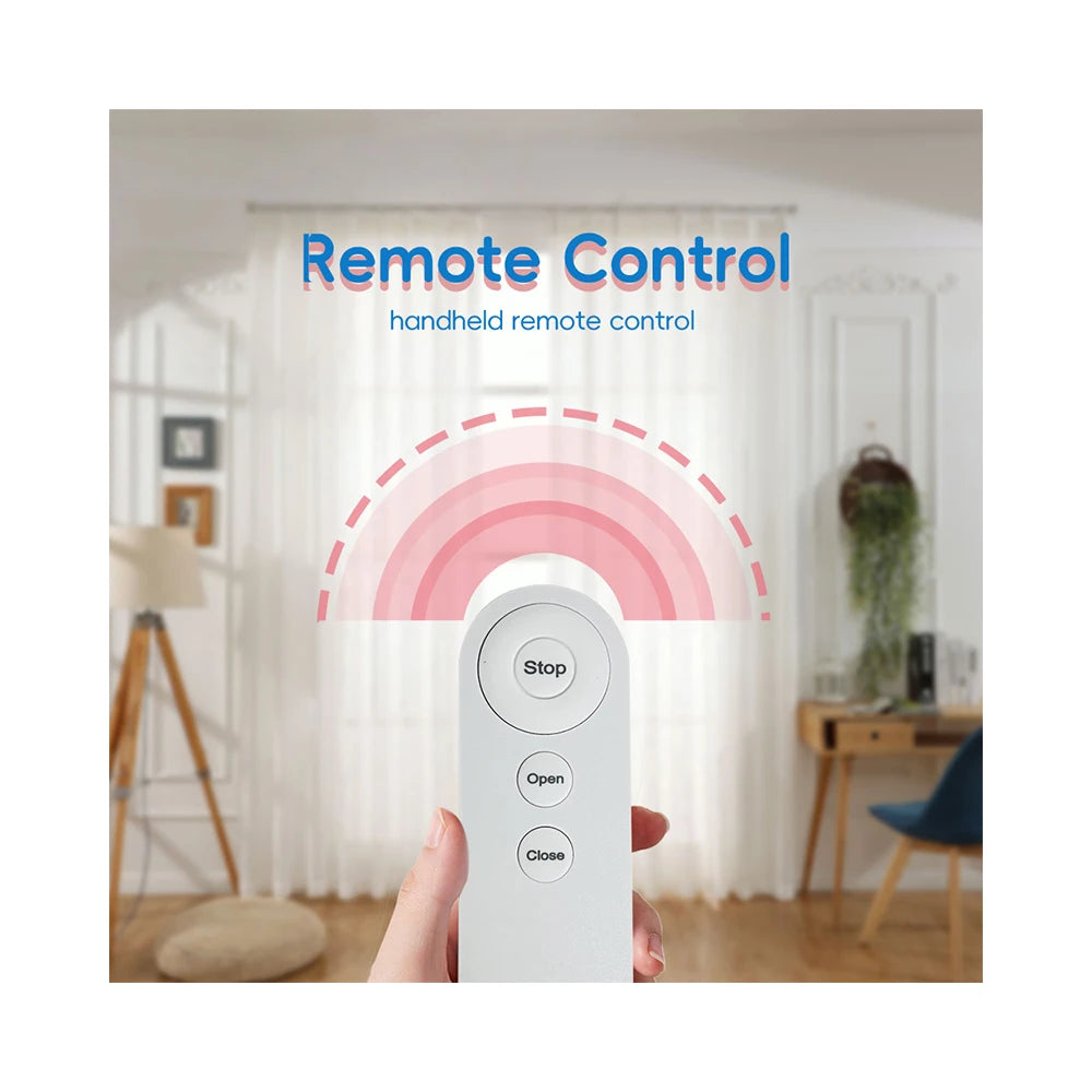 Automatic Curtain Motor Kit, Smart Home Curtain Opener Compatible with T Track & U Track, Works with Remote, App, and Voice Assistan